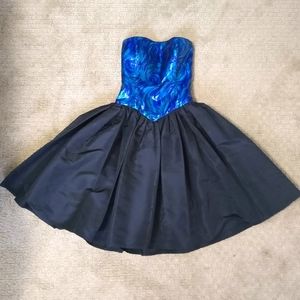 Homemade Blue Black Dress Corset Women's Prom Dress Size 4 or 5 or 6 Swirls